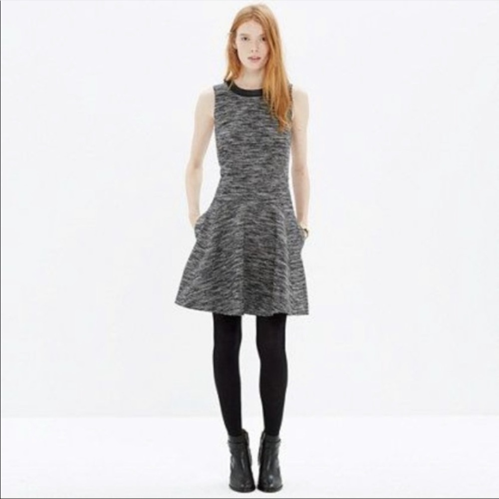 madewell anywhere tweed black & gray dress